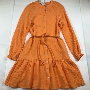 Magaschoni 100% Organic Cotton Mandarin Collar From Button XS Dress